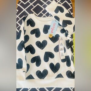 Cat & Jack Black Heart Print Sweat Shirt with matching Jogger Pants